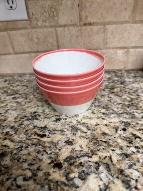 Royal Doulton Coral and White Two-Tone Ceramic Bowls - Set of 4